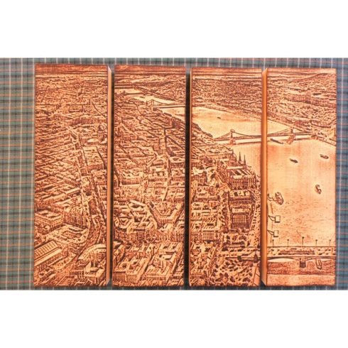 Budapest gravírozott madártávlati képe