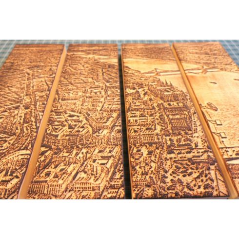 Budapest gravírozott madártávlati képe