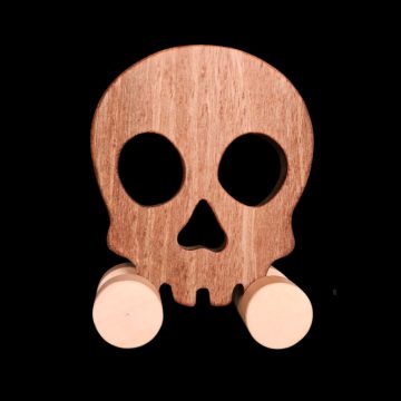 Fából készült  halloween koponya  őszi dekoráció