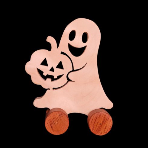 Fából készült  halloween szellem  tökkel őszi dekoráció
