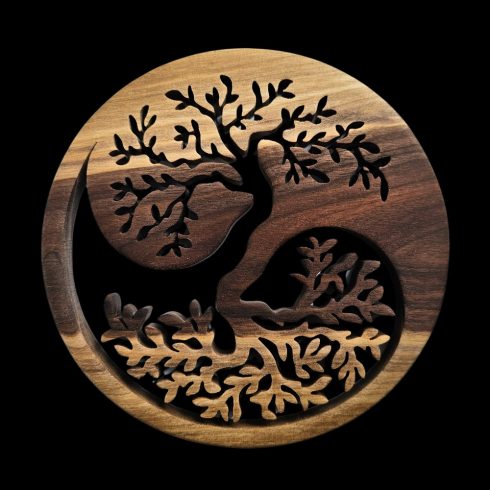 Jin-Jang Tree of Life Trivet – Hand-crafted  wooden table trivet and wall decoration