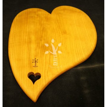 Heart-shaped chopping board made with love 