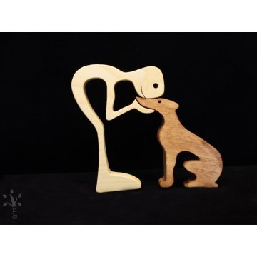 Handcrafted wooden gift: boy with greyhound – customizable with engraving