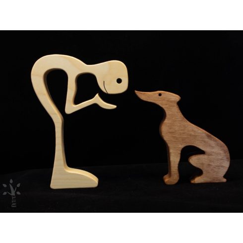 Handcrafted wooden gift: boy with greyhound – customizable with engraving
