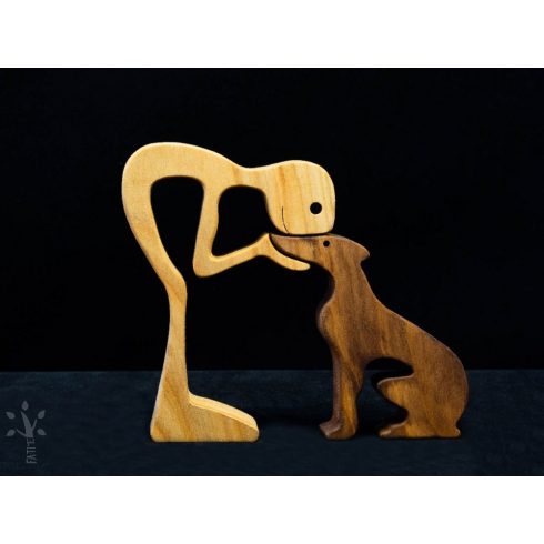 Handcrafted wooden gift: boy with greyhound – customizable with engraving