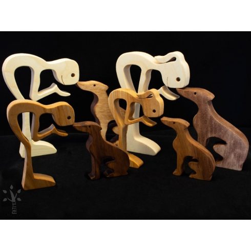Handcrafted wooden gift: boy with greyhound – customizable with engraving
