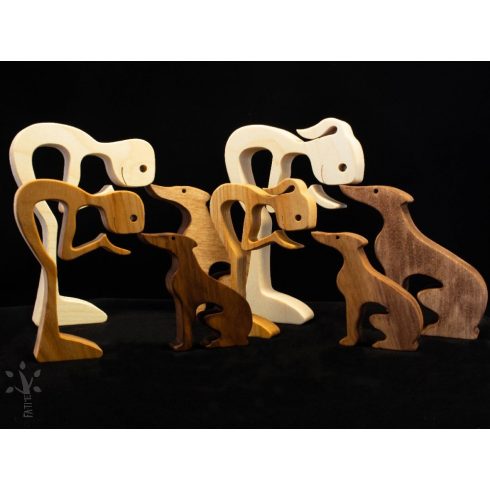 Handcrafted wooden gift: boy with greyhound – customizable with engraving