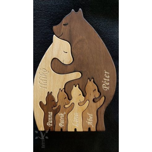 Mackócsalád 3 boccsal, igazi fából (MACS3-A)