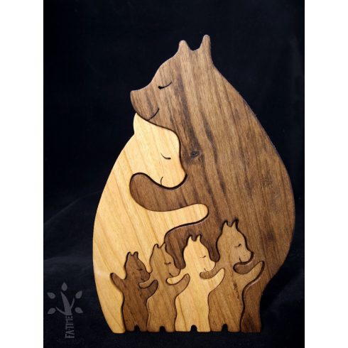 Akciós termék! Mackócsalád 4 boccsal, igazi fából (MACS4-B)