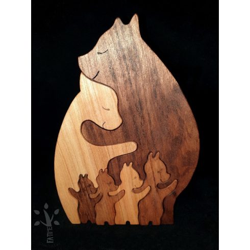 Akciós termék! Mackócsalád 4 boccsal, igazi fából (MACS4-C)