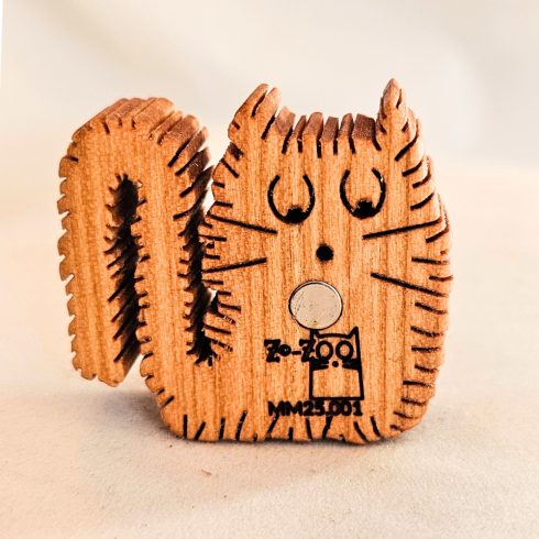 Zo-ZOO World Furry Cat Wooden Magnet – Scroll Saw Handmade Animal Figure