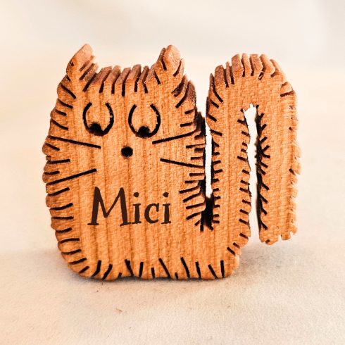Zo-ZOO World Furry Cat Wooden Magnet – Scroll Saw Handmade Animal Figure