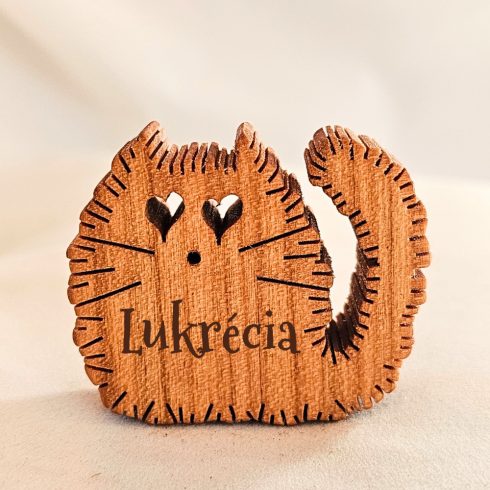 Zo-ZOO World Furry Cat Wooden Magnet – Scroll Saw Handmade Animal Figure