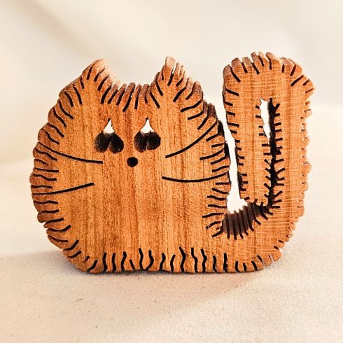 Zo-ZOO World Furry Cat Wooden Magnet – Scroll Saw Handmade Animal Figure