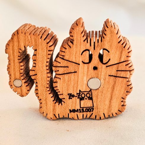 Zo-ZOO World Furry Cat Wooden Magnet – Scroll Saw Handmade Animal Figure