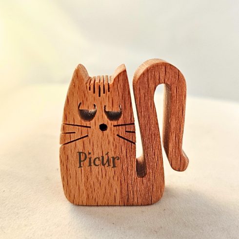 Zozoo World cica  fa mágnes  lombfűrésszel készült állatfigura