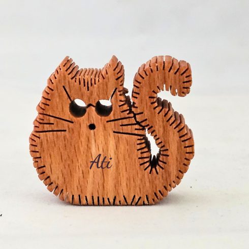 Zo-ZOO World  Cat Wooden Magnet – Scroll Saw Handmade Animal Figure