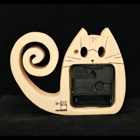Cat-shaped wooden wall clock – unique wooden cat decor/Cat-shaped wooden wall clock made of maple wood, table and wall mounted