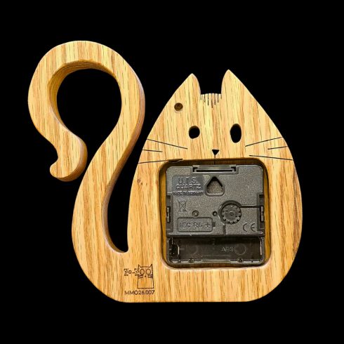 Katzenförmige Holz-Wanduhr – Natürlicher Charme trifft verspielte Eleganz (MMO.26.007)