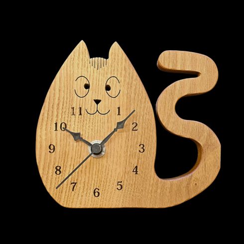 Cat-Shaped Wooden Wall Clock – Natural Charm with Playful Elegance (MMO.26.009)