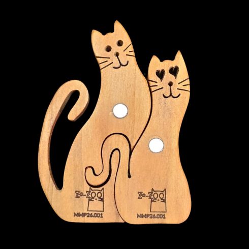 Gravírozható névre szóló mágneses fa cicapár dekoráció/Mágneses cicapár – névre szóló fa dekoráció pároknak