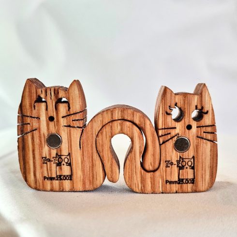Zo-ZOO World  kitten couple  Wooden Magnet – Scroll Saw Handmade Animal Figure