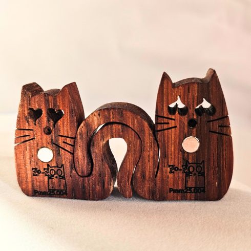 Zo-ZOO World  kitten couple  Wooden Magnet – Scroll Saw Handmade Animal Figure
