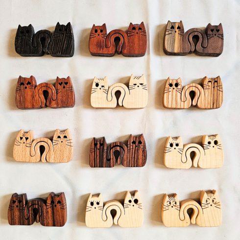 Zo-ZOO World  kitten couple  Wooden Magnet – Scroll Saw Handmade Animal Figure
