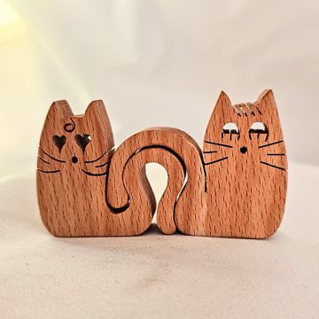 Zo-ZOO World  kitten couple  Wooden Magnet – Scroll Saw Handmade Animal Figure