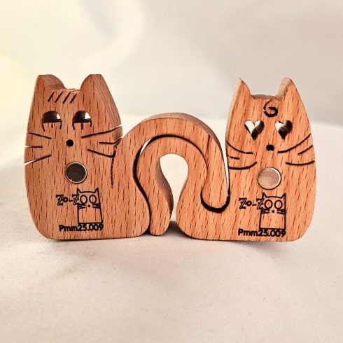Zo-ZOO World  kitten couple  Wooden Magnet – Scroll Saw Handmade Animal Figure