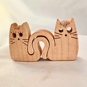 Zo-ZOO World  kitten couple  Wooden Magnet – Scroll Saw Handmade Animal Figure