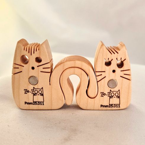 Zo-ZOO World  kitten couple  Wooden Magnet – Scroll Saw Handmade Animal Figure