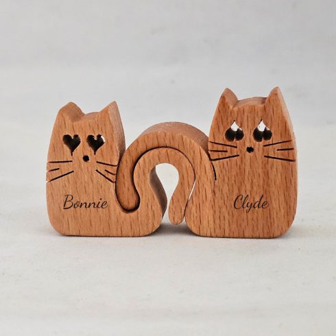 Zo-ZOO World Katzepaar Holzmagnet – Mit Dekupiersäge handgefertigte Tierfigur