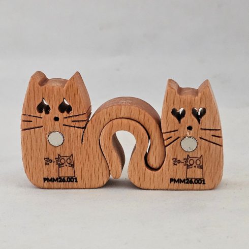 Zo-ZOO World Katzepaar Holzmagnet – Mit Dekupiersäge handgefertigte Tierfigur