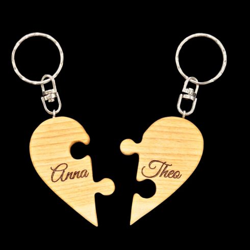 Interlocking Couple Heart Keychain – Custom Engraved